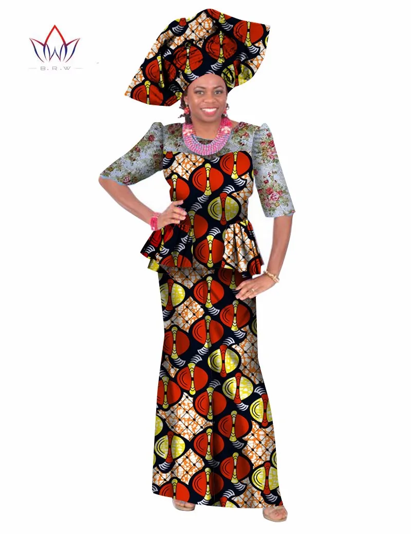 Лето г. юбка с оборкой в африканском стиле разработаны одежду традиционных Базен принт Базен Riche Большие размеры комплект с юбкой Большие размеры brw WY407