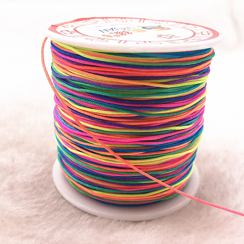 100M/Roll 0.8mm Colorful Nylon Cord Thread Chinese Knot Macrame Cord Bracelet Braided String DIY Tassels Beading Thread