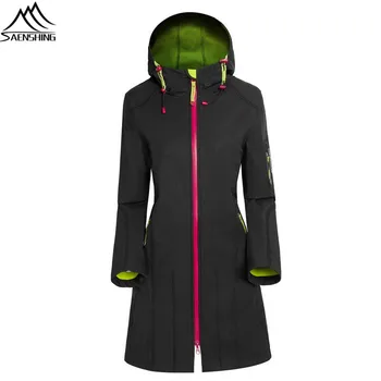 

SAENSHING brand long windbreaker windproof waterproof jacket women Rain jacket Sport camping hiking outdoor softshell jacket