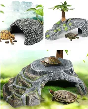 Aquarium Tortoise Platform Dodge Hole Ornament Resin Tortoise Climbing Platform Basking Island Rock Reptile Rock Ladder