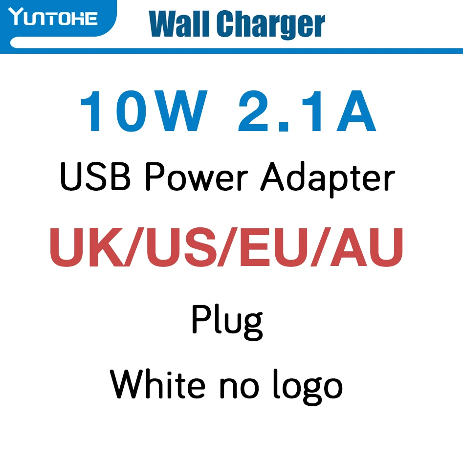200pcs/lot* 2.1A 10W AU UK EU US plug AC Wall Charger usb