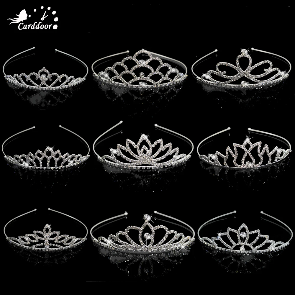 

carddoor Bridal Crystal Tiara Kid Flower Girls Bridesmaid Tiaras and Crowns Hair Jewelry Wedding Hair Accessories Hairbands