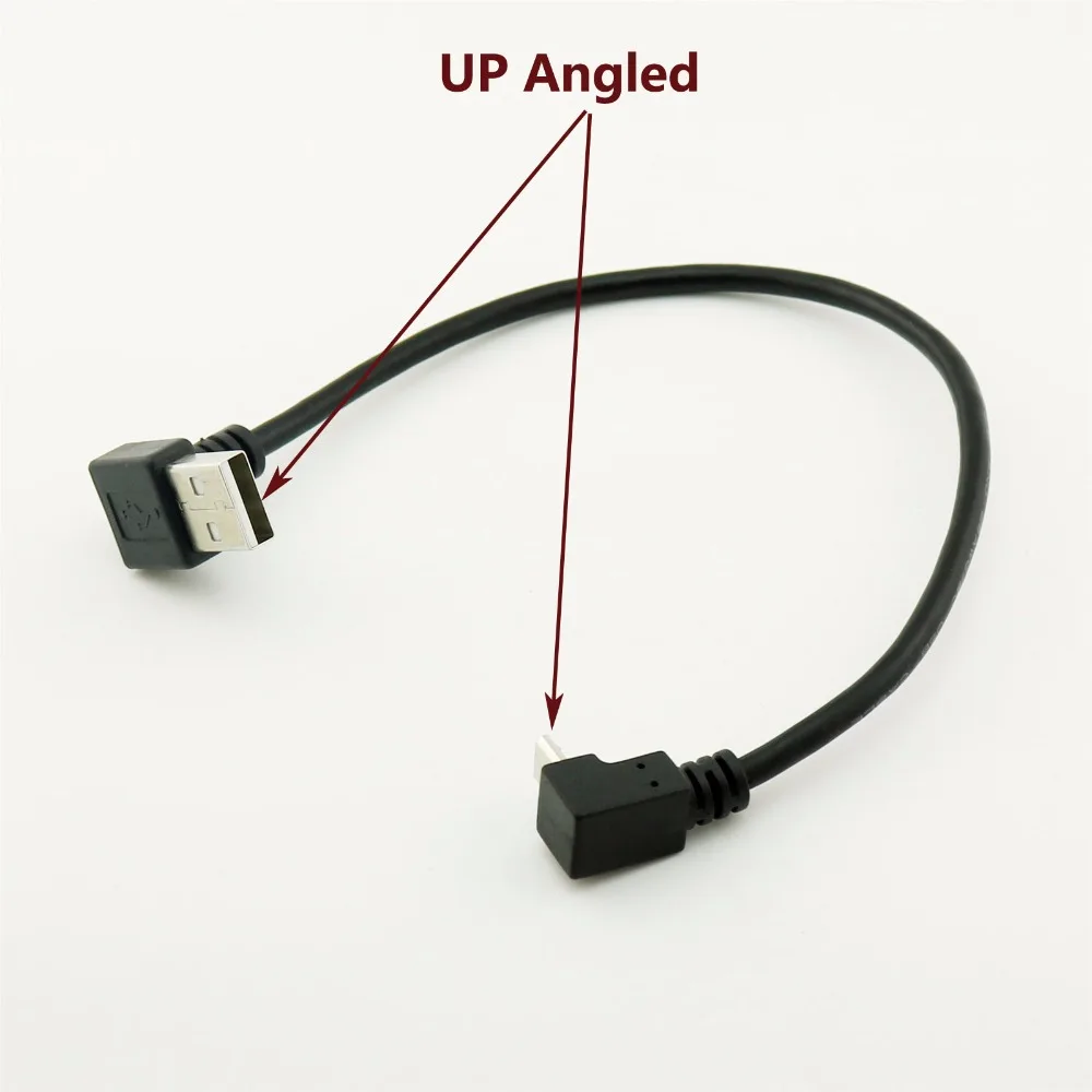 

1pcs USB 2.0 A Male Plug UP Angle 90 Degree to Micro USB 5 Pin Male UP Angled Data Charge Adapter Cable Cord 25cm