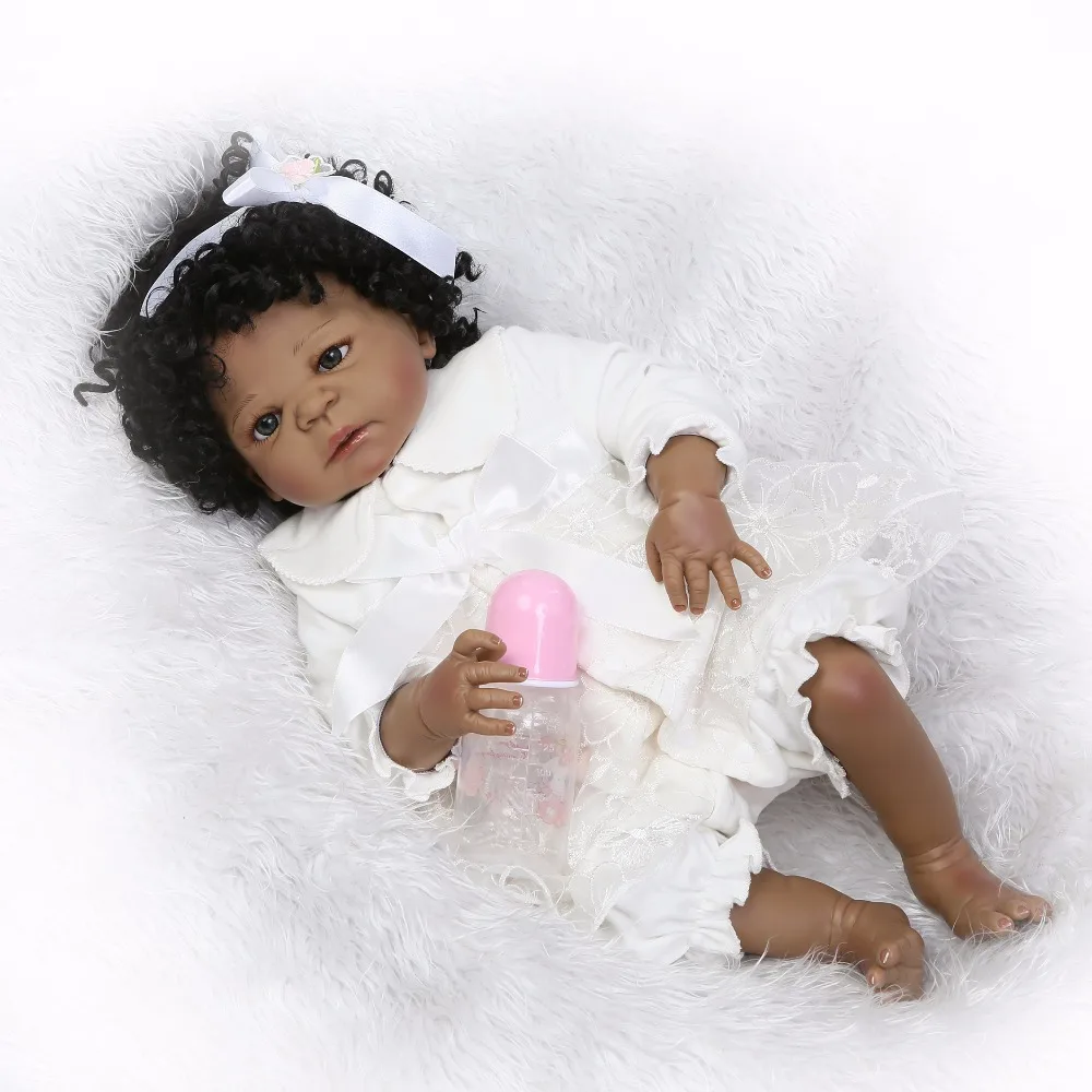 

NEW Reborn Baby Doll Bebes 57cm Black skin full Silicone Realistic Baby Dolls best Gifts Boy Girl Educational interactive toy