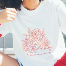 Camiseta Be Kind or Go Away Rose verano Mujer Tumblr manga corta Grunge estético camiseta Vintage Hipsters Linda camiseta