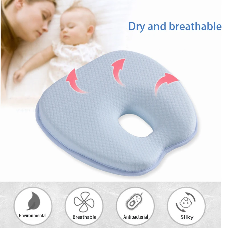 Новорожденный подушка ребенок против мигрени коррекция дышащий хлопок детская подушка медленный отскок памяти детская плоская подушка для головы