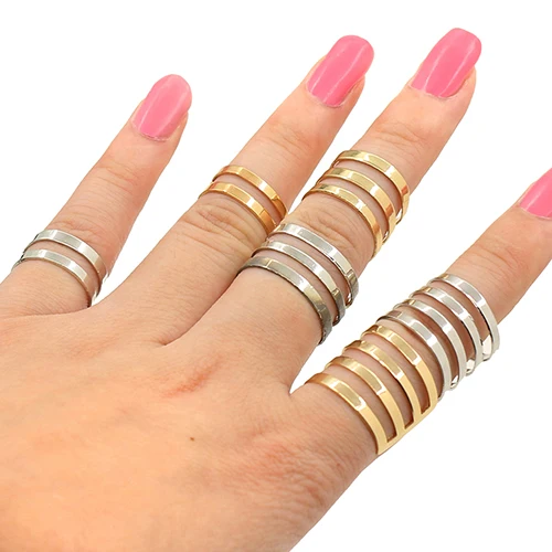 

2018 3Pcs Slim Stack Plain Above Knuckle Midi Finger Tip Multi Rows Rings For Women Ring Set