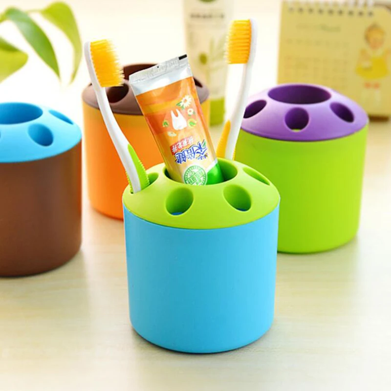 

Home Creative Storage Tube Porous Toothbrush Tube Multi-function Wash Table Desktop Colorful Storage Tube Pen Holder 10*9cm