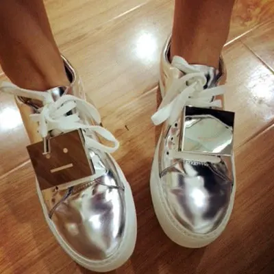 womens metallic silver sneakers