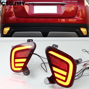 

2pcs For Mitsubishi Eclipse Cross 2018 2019 Multi-functions LED Rear Bumper Reflector Lamp Brake + Turn Signal + Reverse Light