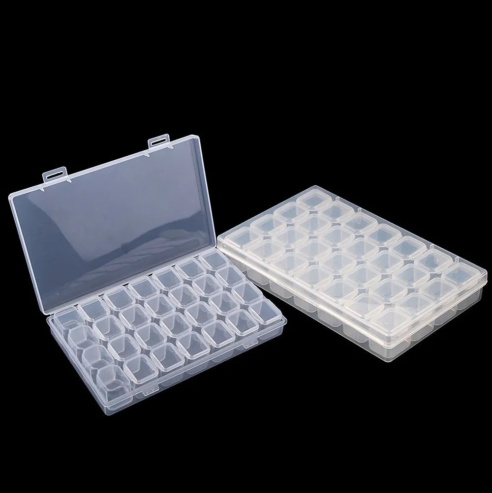 

2 Pack 28 Grids Diamond Embroidery Box Adjustable Storage Boxes Of Diamond Paint makeup organizer plastic box cosmetics drawer