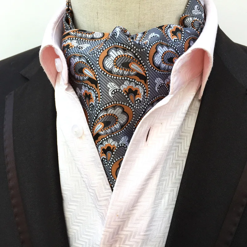 Gentleman Floral Paisley Silk Ascot Cravat Men's Casual Jacquard Dress