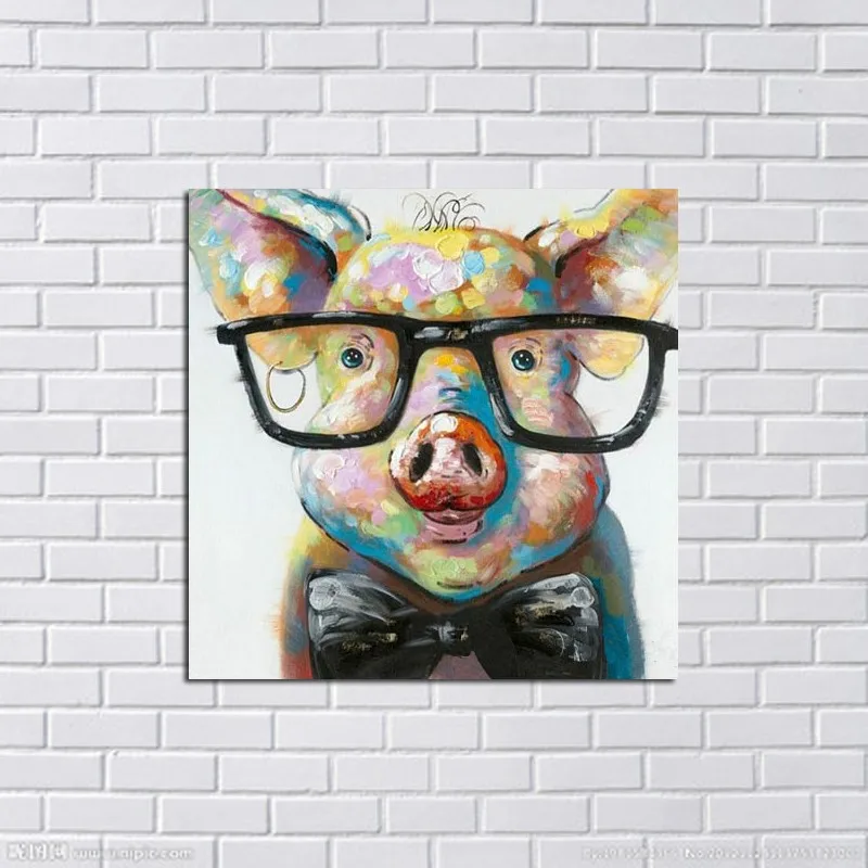 

Large Canvas Art Cheap 100% Hand painted Abstract Lovely Pig Oil Painting Modern Living Room Wall Decor Picture no Framed