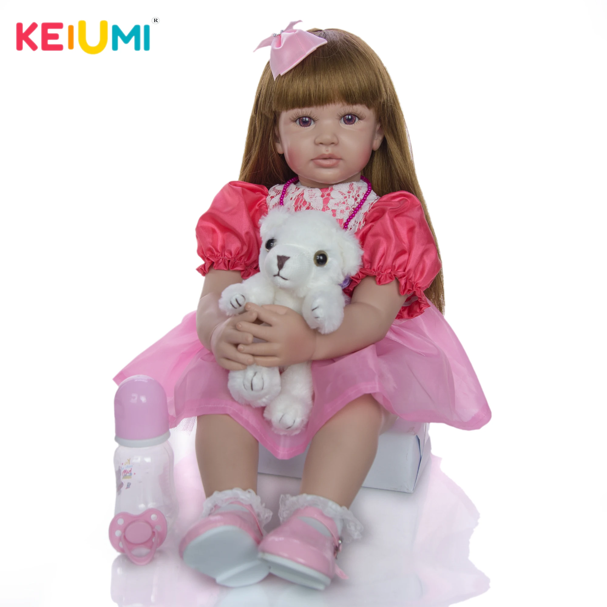 

KEIUMI New 24' As Cute Princess Reborn Toddler Girl Doll Silicone vinyl Adorable Lifelike Bonecas Lovely Baby Doll Reborn menina
