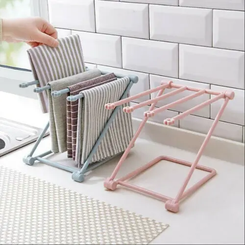 

Floding Storage Racks Kitchen Multifunction Rag Rack Bathroom Supply Foldable Vertical Towel Holder
