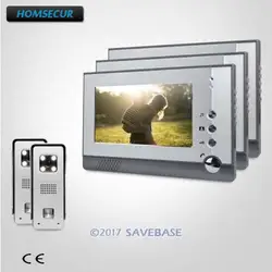 Homssecur 7 дюймов проводной видео дверной телефон с качеством ночного видения с цветными изображениями 2 камеры CMOS + 3 ЖК-мониторы