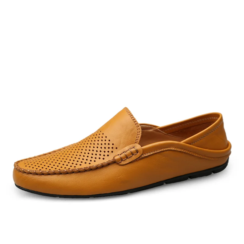Мужские туфли из натуральной кожи Повседневное Летние мокасины; лоферы; сезон весна-лето; слипоны; Для мужчин кожа ручной работы обувь для взрослых Большие размеры 38–46
