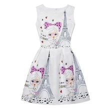 Платья для девочек-подростков; платье без рукавов с цветочным принтом и бабочками; праздничное платье принцессы; повседневная одежда для девочек; Vestido