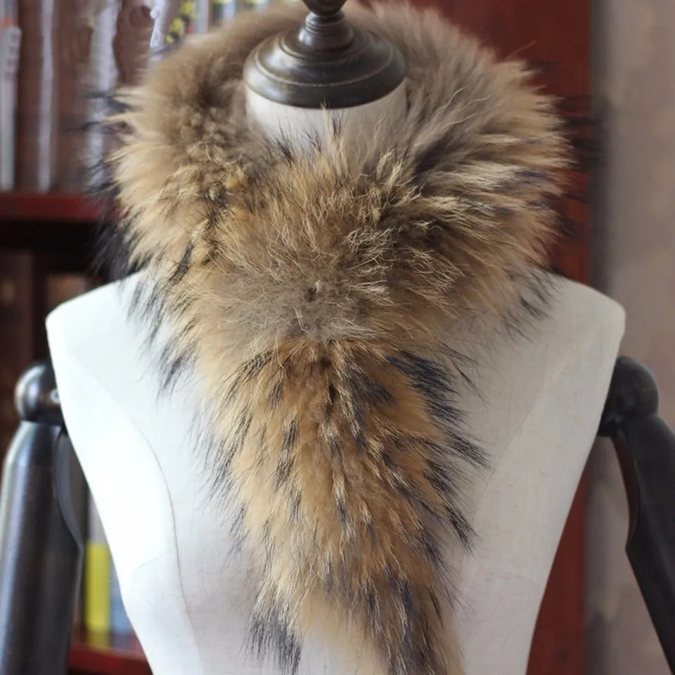 FXFURS шарф из натурального лисьего меха натуральный мех лисы меховой воротник кольцо глушитель женский меховой палантин шейный утеплитель 16 цветов - Цвет: raccoon fur