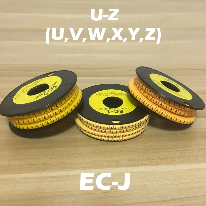 

500pcs/roll A-Z U-Z UVWXYZ Arabic Numerals EC-J 4-6mm Flexible PVC Print Sleeve Tube Flat Label Wire Cable Marker
