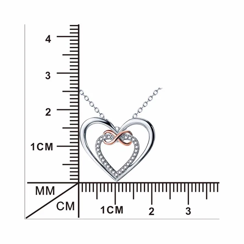 Sinya 925 пробы серебряные ювелирные изделия CZ kolye акцент Сердце Бесконечность любовь подарок для женщин колье кулон цепочки и ожерелья