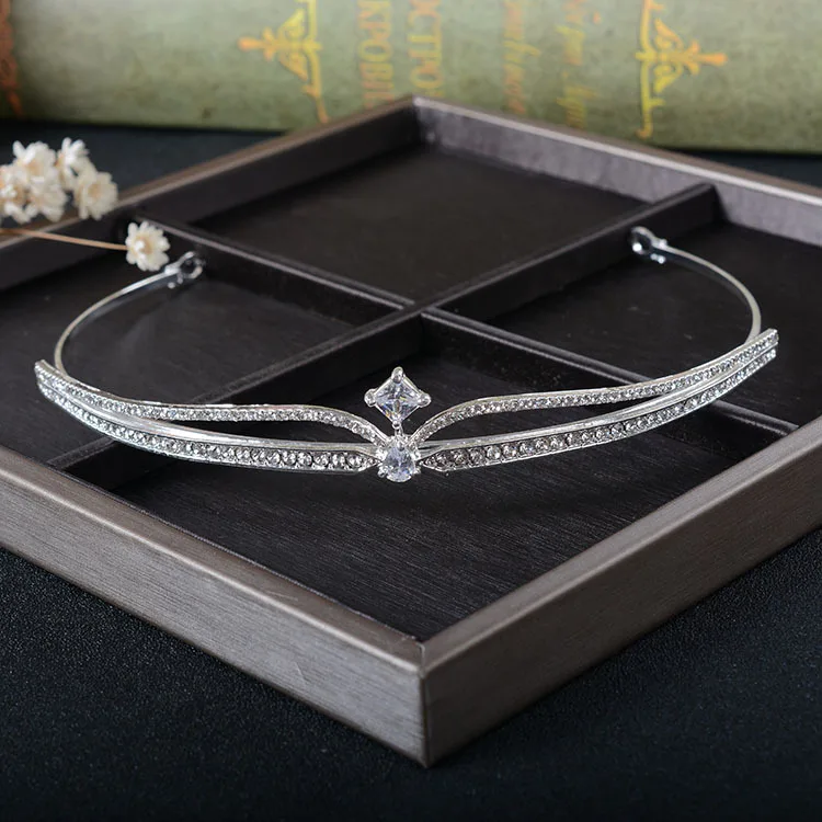 

Cubic Zircon Tiara CZ Crown Bride Headbands Wedding Hair Accessories Crystal Rhinestone Pageant Prom Crowns Diadema Coroa Noiva