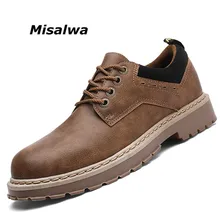 Misalwa/мужские винтажные оксфорды в британском стиле, обувь для работы, Классическая обувь для отдыха на толстой подошве, Нескользящие Модные мужские ботильоны на шнуровке