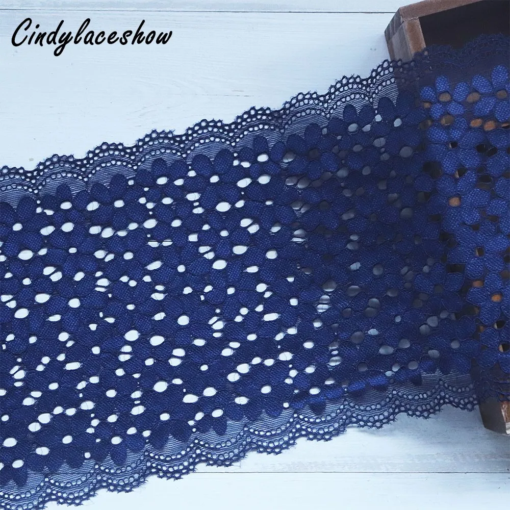 1 ярд 18 см ширина эластичное кружево Швейные гипюровые ленты кружевная отделка эластичная ткань основы Вязание DIY аксессуары для одежды темно-синий DIY