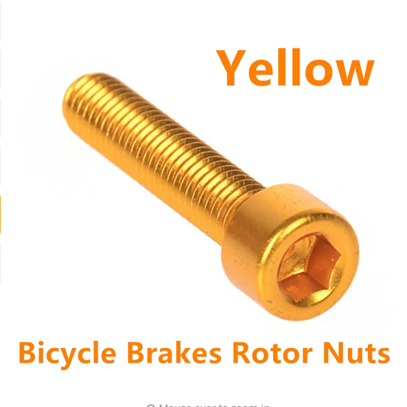 

T6 Aluminium Alloy Bike Bicycle Disc Brakes Rotor Screw Bolts Nuts Torx For Cycling Headset M6x30mm Free Shipping yellow
