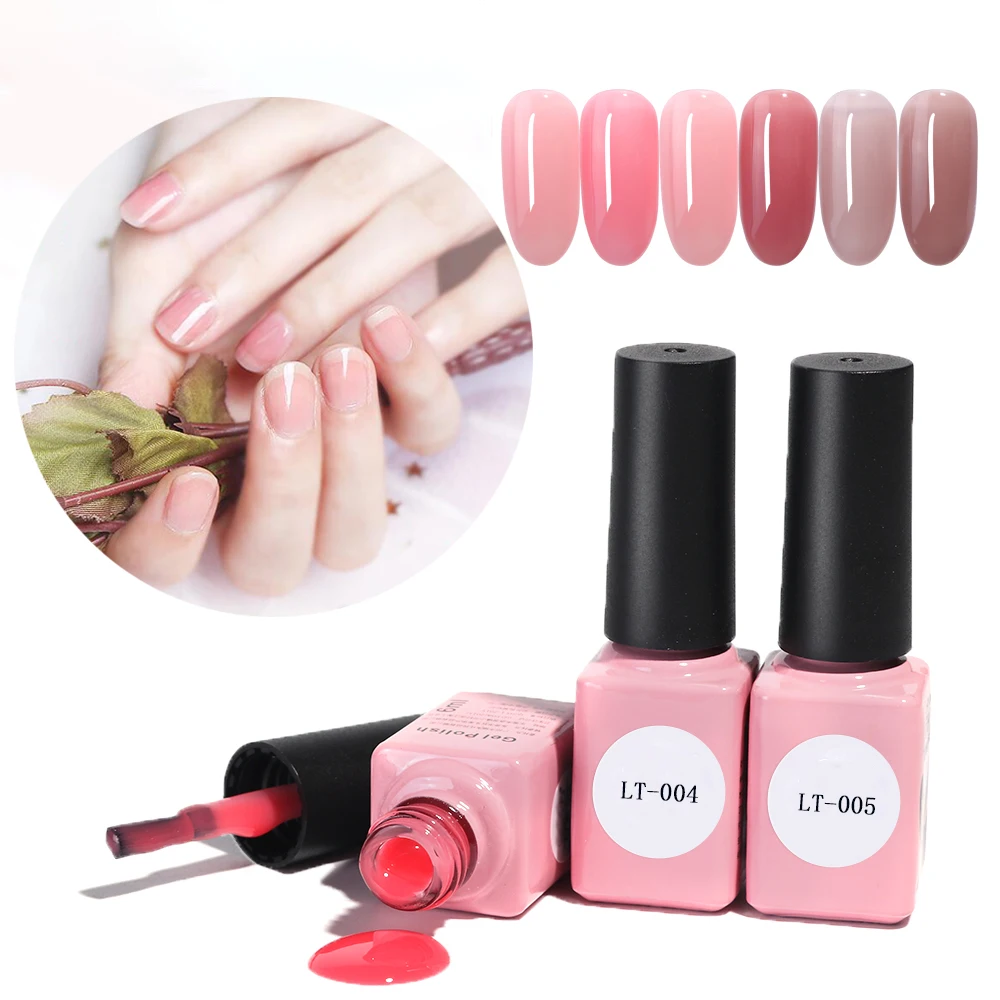 

6 Bottles Acrylic Nail Art Gel Polish 6ML Pure Color UV LED Soak Off Gel Varnish Lacquer For Nail Art Manicure Accessories SALT