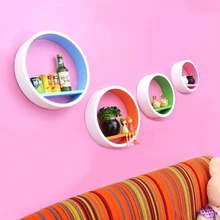 Large round rack lattice frame shelf decoration wooden floating shelf model style nordic shelf zakka home decor