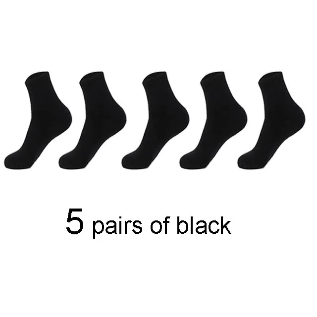 Autumn Winter Men's Warm Wool Socks Cotton Harajuku High Quality Black gray Casual Tube Men Dress Socks for men gift 5Pair - Цвет: 5 pairs black