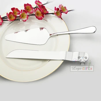 

HOT Personalized wedding Favors cake set custom FREE With your wedding date and wedding names 1pc Cake shovel +1pc cake knife
