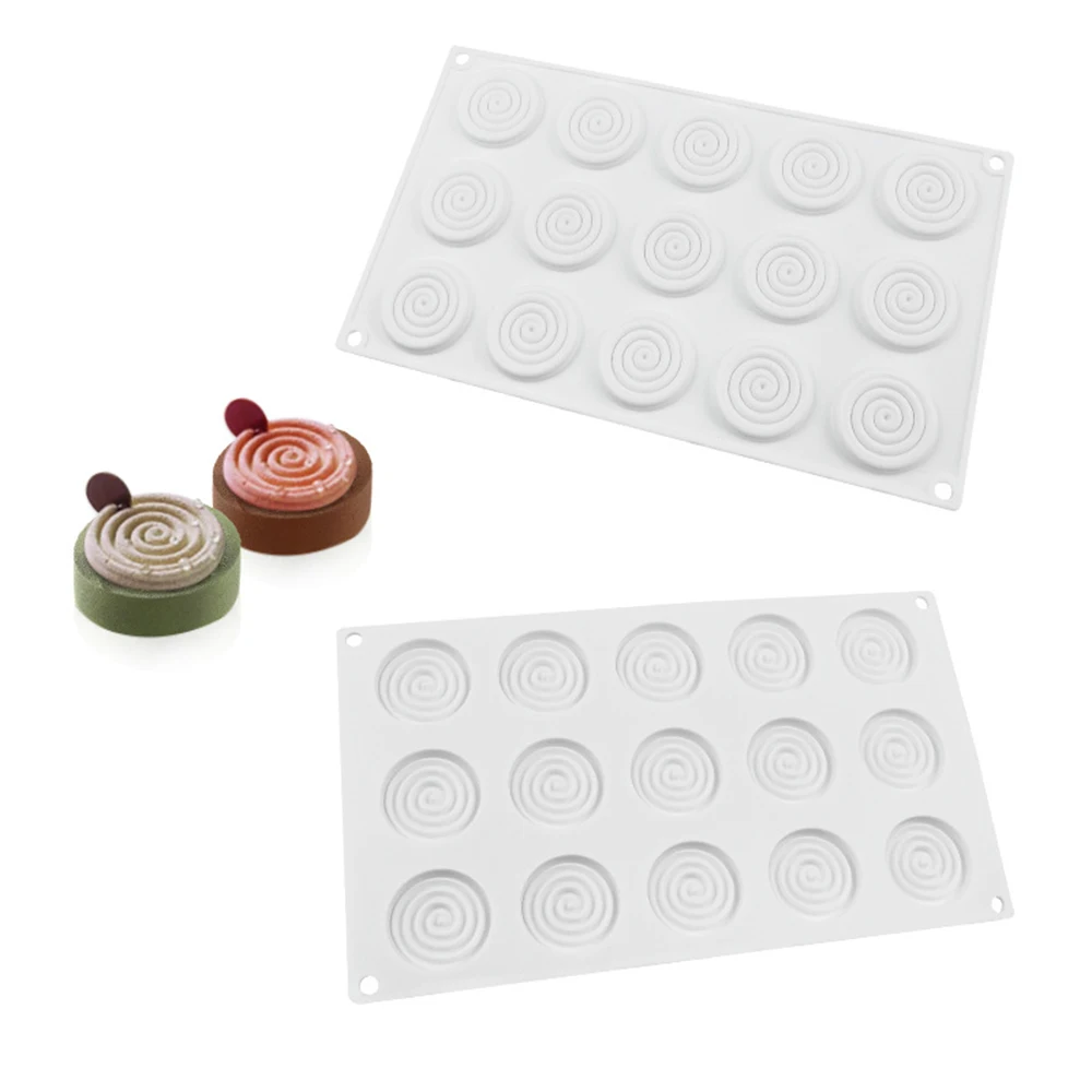 

Silicone Mold Cake 3D Spiral Shape 15 Holes Molds Mousse For Chocolate Ice Cream Pastry Bakeware Dessert Bread