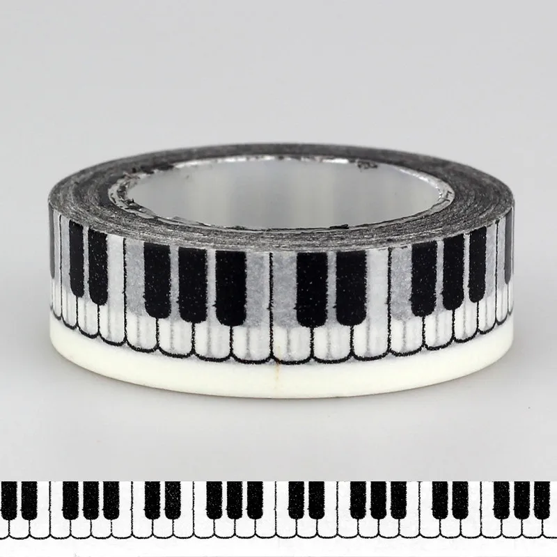 3pcs lot adhesive tape black white piano musical note print