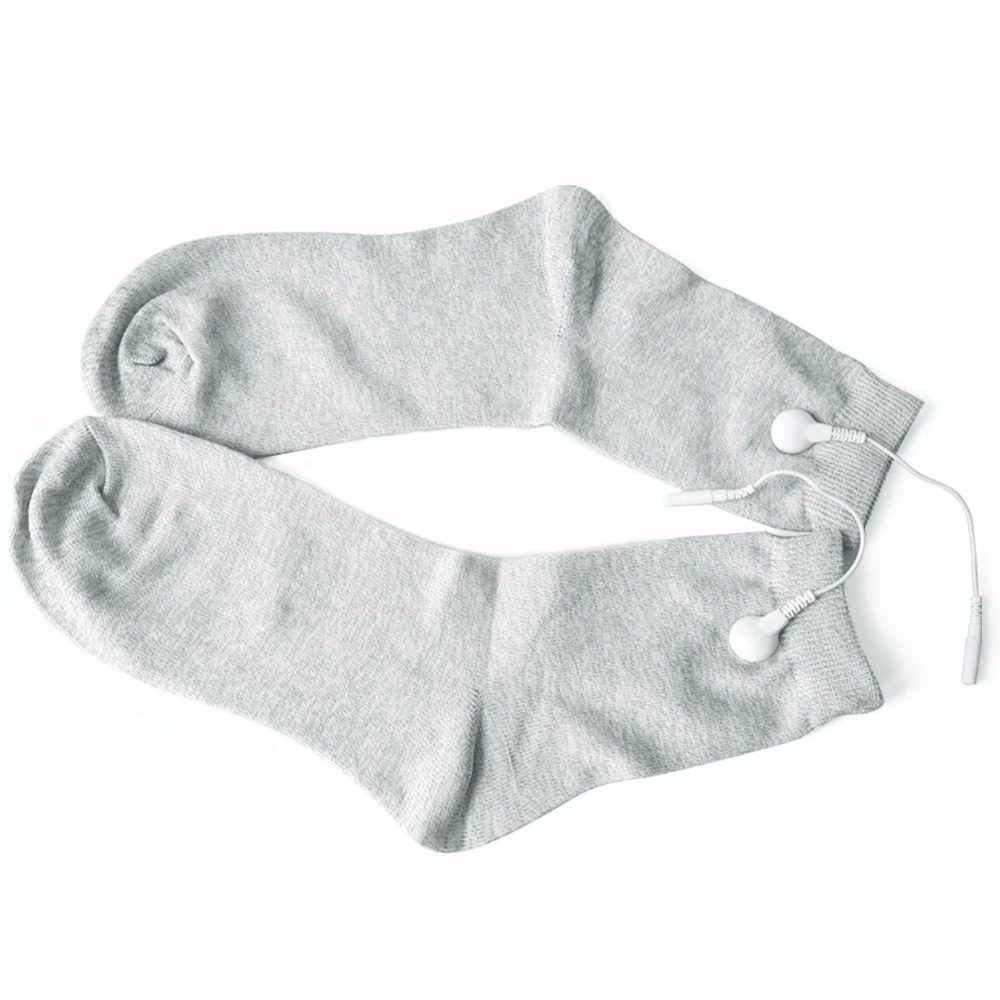 3 Pairs Conductive Slivery Fiber Electrode Massage Socks Use For TENS