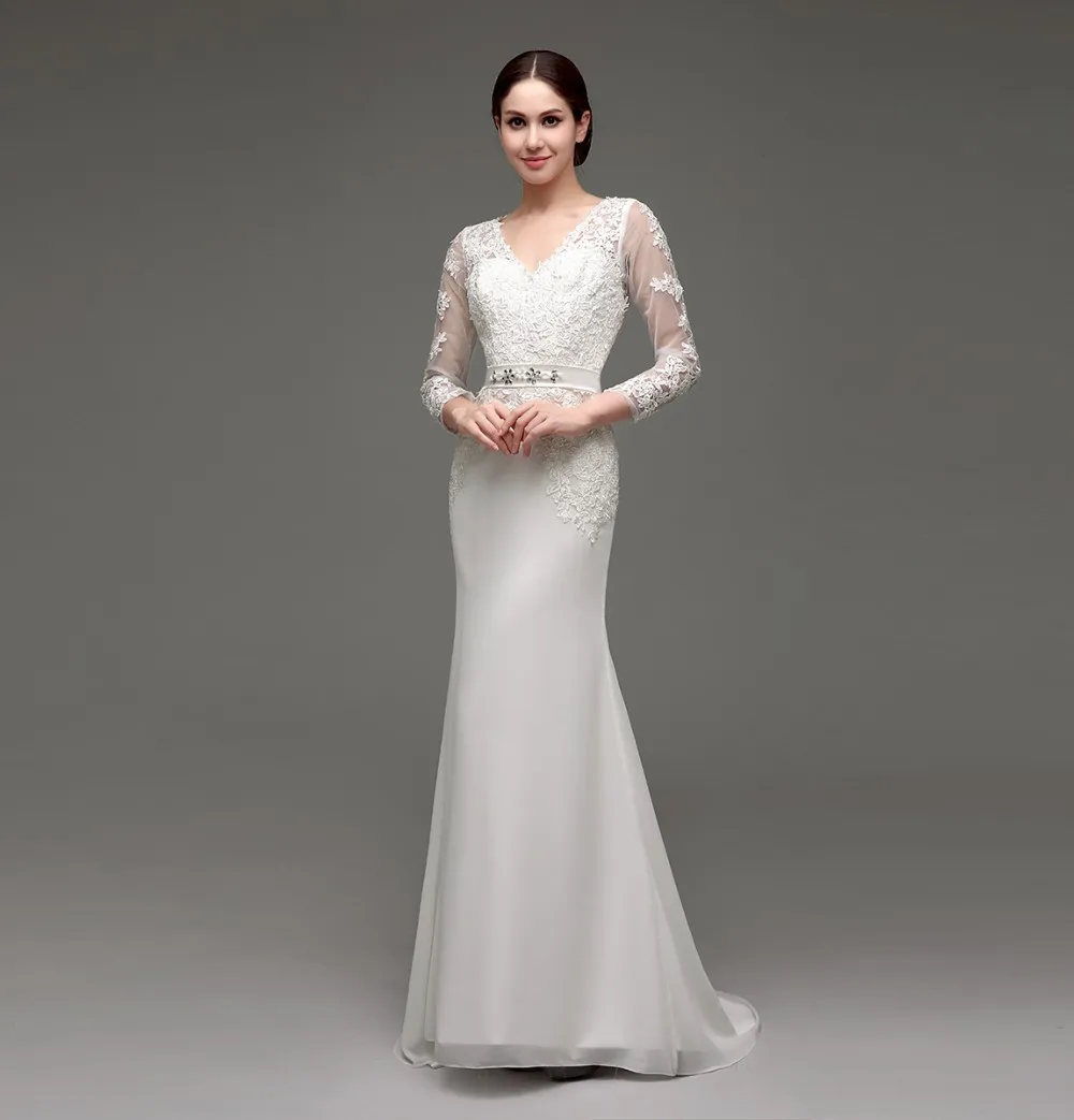 sheath wedding gowns with sleeves