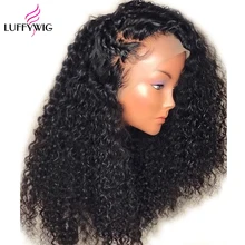 Luffyhair кудрявые бразильские Волосы remy Синтетические волосы на кружеве парик 13x6 глубокий пробор парик шнурка 150% плотность предварительно выщипанные волосы отбелен