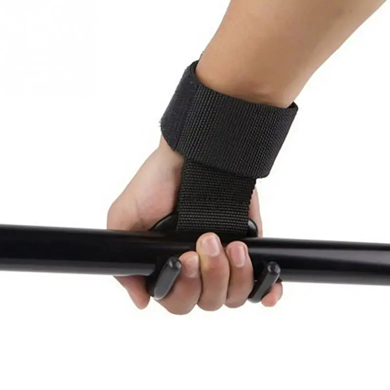 

Adjustable Strong Steel Hook Grips Straps Weight Lifting Strength Training Gym Fitness Black Wrist Support Lift Straps