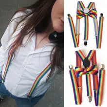 Модный галстук-бабочка; комплект ремешков с зажимом в радужную полоску; Ведущий узел для взрослых; унисекс; комбинезон; Сменные ремни; аксессуары