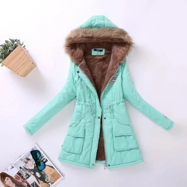 Куртки для женщин, Зимняя распродажа, теплая шерстяная верхняя одежда, пальто, шерстяное пальто, длинное пальто, большой размер, шерсть и смесь, длинная куртка - Цвет: Зеленый