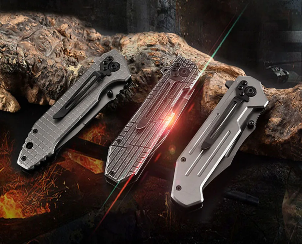 LION WOLVES D129 Camping Hunting Outdoor Folding Blade Knife 440C Stainless Steel Survival Pocket Knives Tactical Fishing Tools