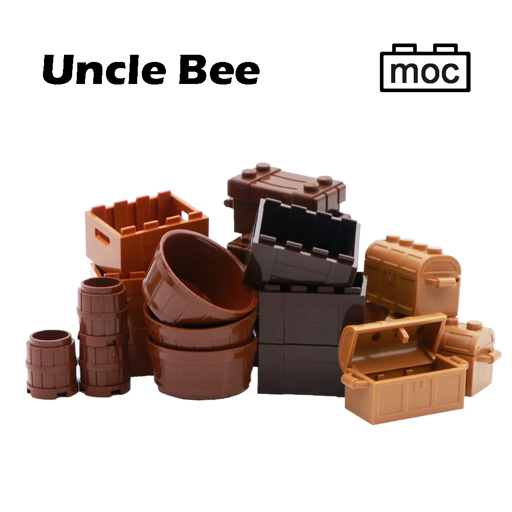 City Accessories Blocks Box Treasure Chest Basket Foods Container Friends Building MOC Bricks Toys Compatible LegoINGlys Parts (1)