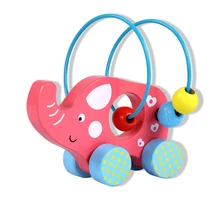 Лидер продаж,, Детские Развивающие головоломки для детей, деревянные Мультяшные животные, тандемные бусины, игрушечные тележки