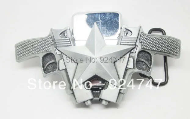 

Double Pistol STAR Removable Lighter Belt Buckle Guns Weapons