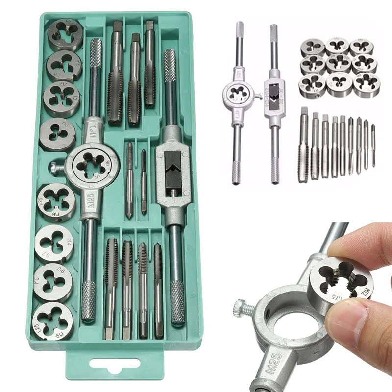 DWZ 20Pcs Threaded Cutting Set M3-M12 Pro Metric Tap Threaded Cutters Tool