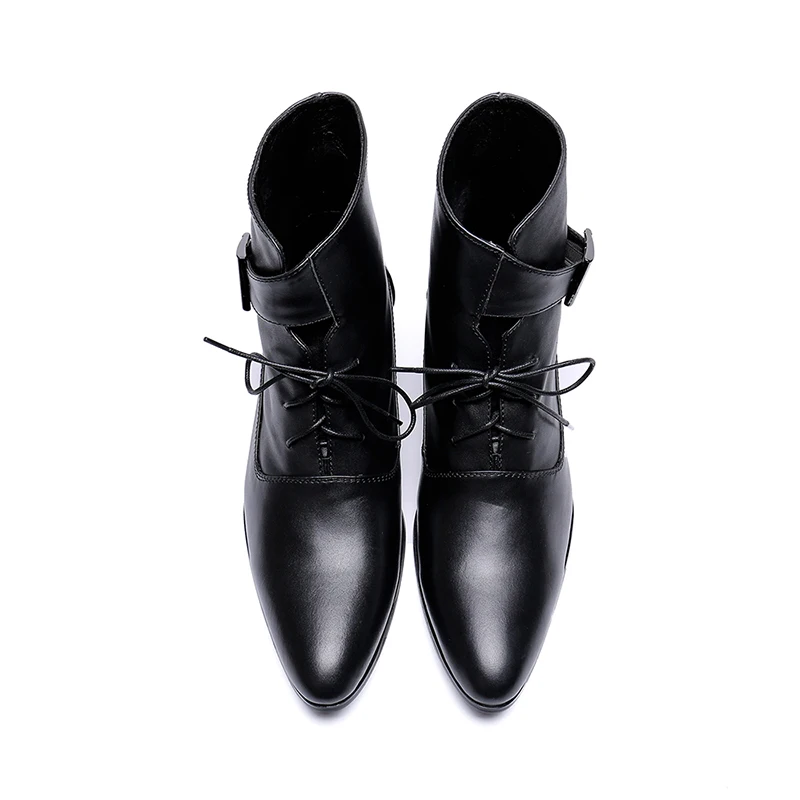 Обувь из натуральной кожи черного цвета на молнии с пряжкой, на шнуровке, ботильоны, модные оксфорды на низком каблуке, Ботинки martin с острым