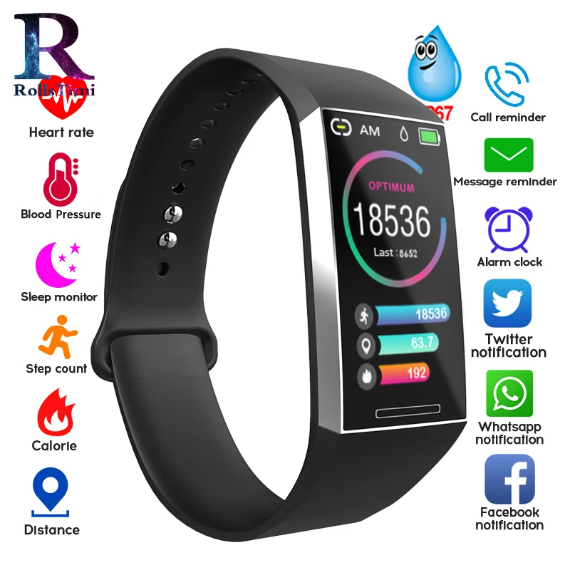 

Men Smart Wristband fitness Tracker Watch Heart Rate Blood Pressure Band Waterproof Smart Bracelet for Women Health Smartband