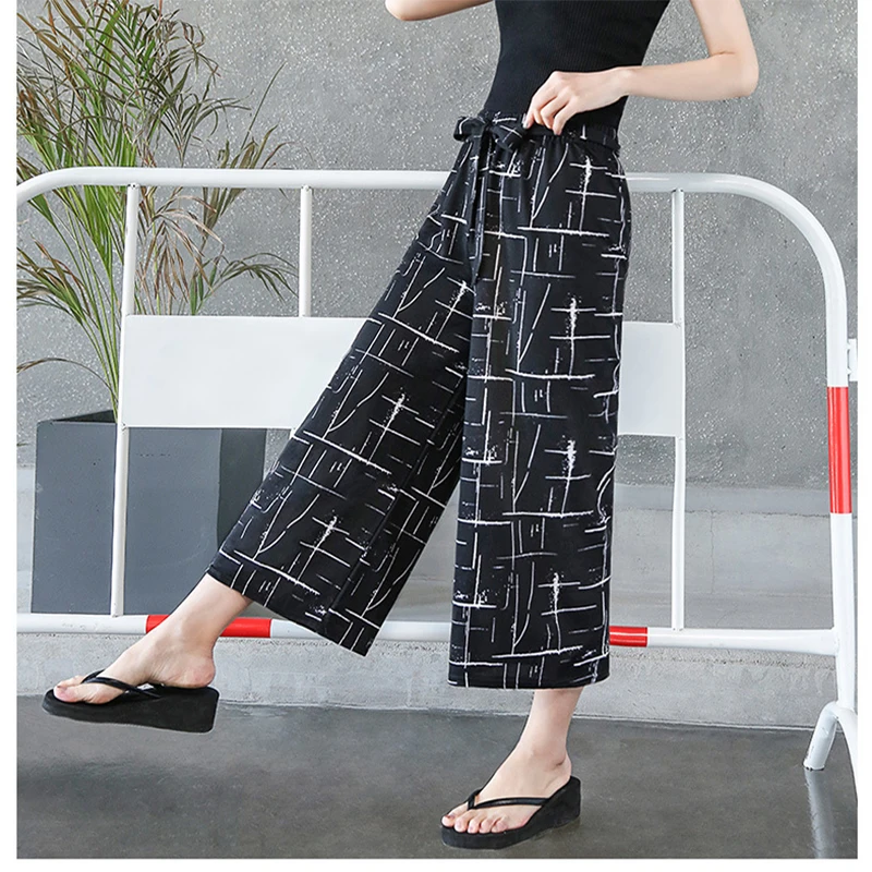

Drop Shipping 2018 Limited Special Offer Stripe Nine Minutes Of Casual Pants Fat Plus Size Increase Code Loose Broad Leg Pants