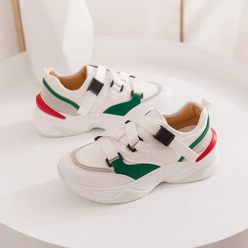 Fashion Buckle Strap Women Sneakers Sport Casual Shoes Breathable Wedge Low Top Shoes Baskets Femme Trainers Women Zapatos XZ40 Women's Shoes
